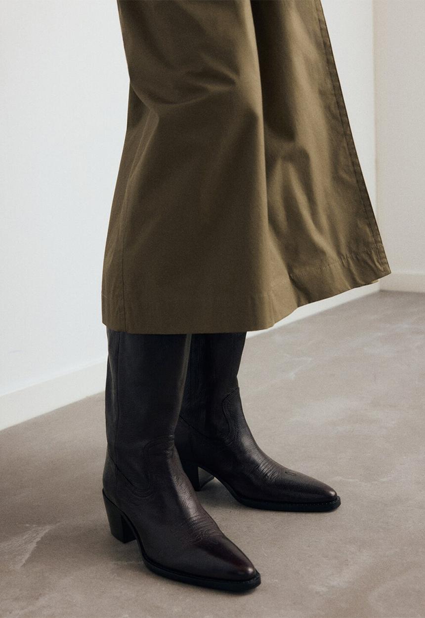 MANGO - Candela leather boot - dark brown