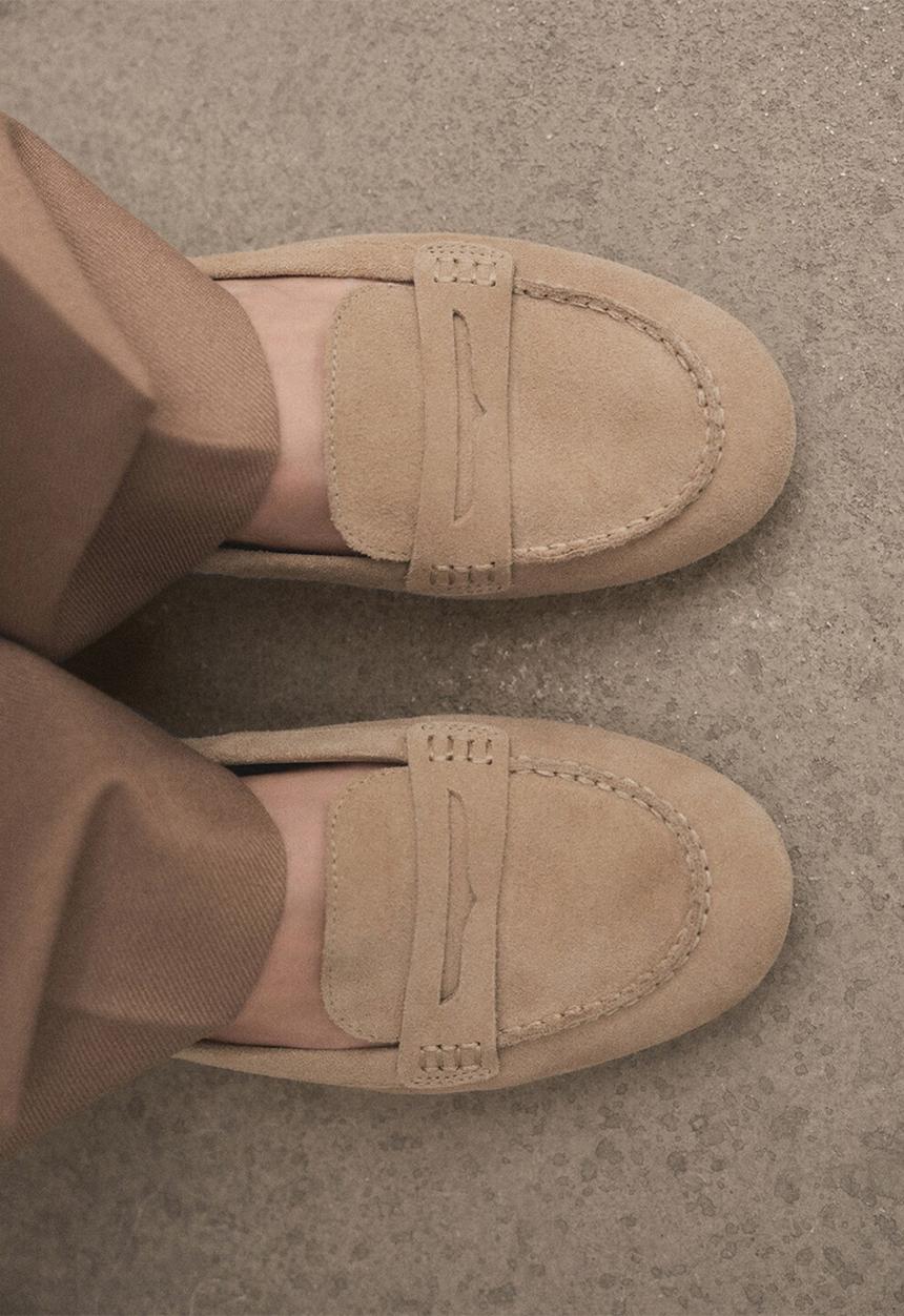 MANGO - Dancing suede loafer - light/pastel brown
