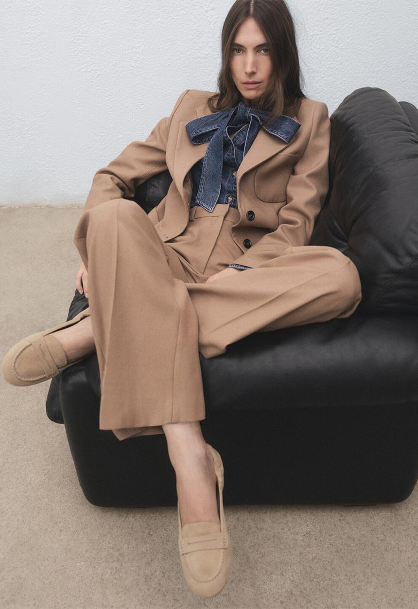 MANGO - Dancing suede loafer - light/pastel brown