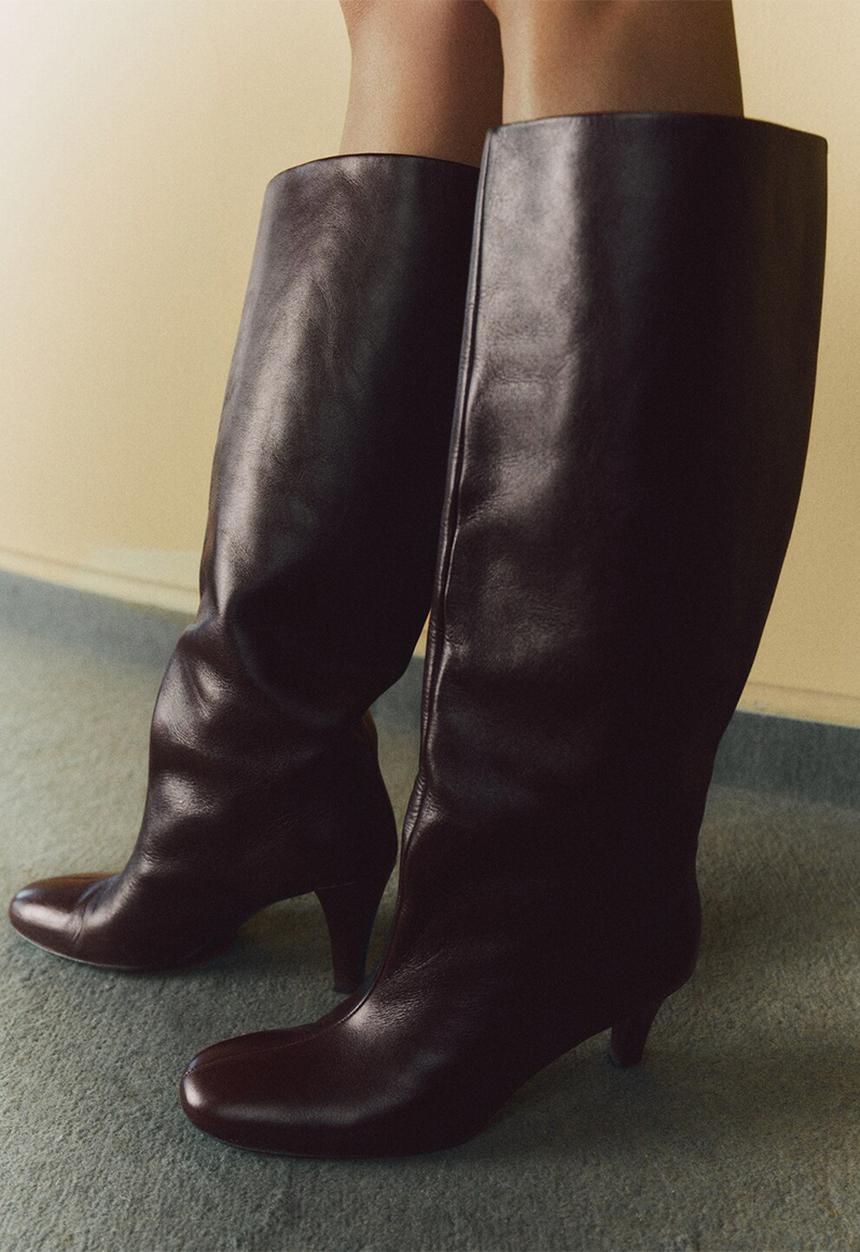 MANGO - Calm leather boot - dark red