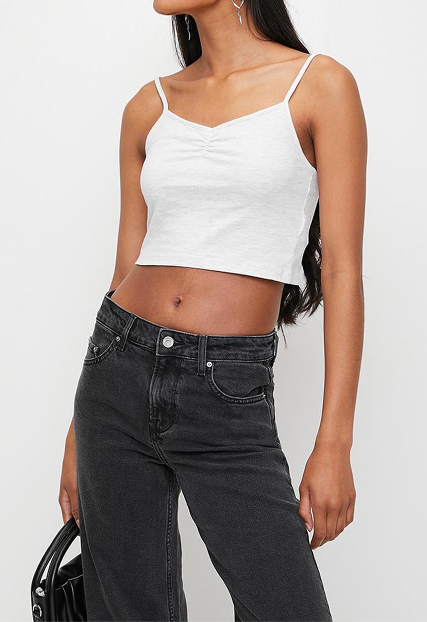 H&M - Cropped strappy top - grey