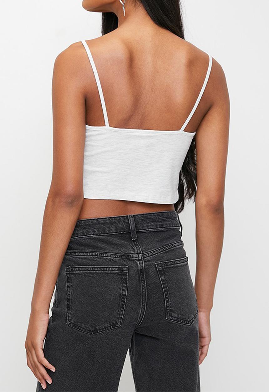 H&M - Cropped strappy top - grey