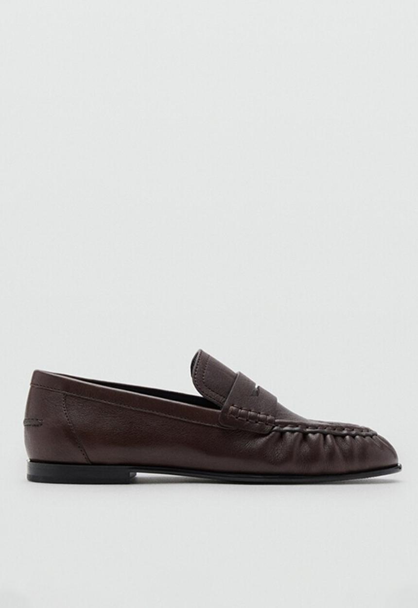MANGO - Moca leather loafer - dark brown