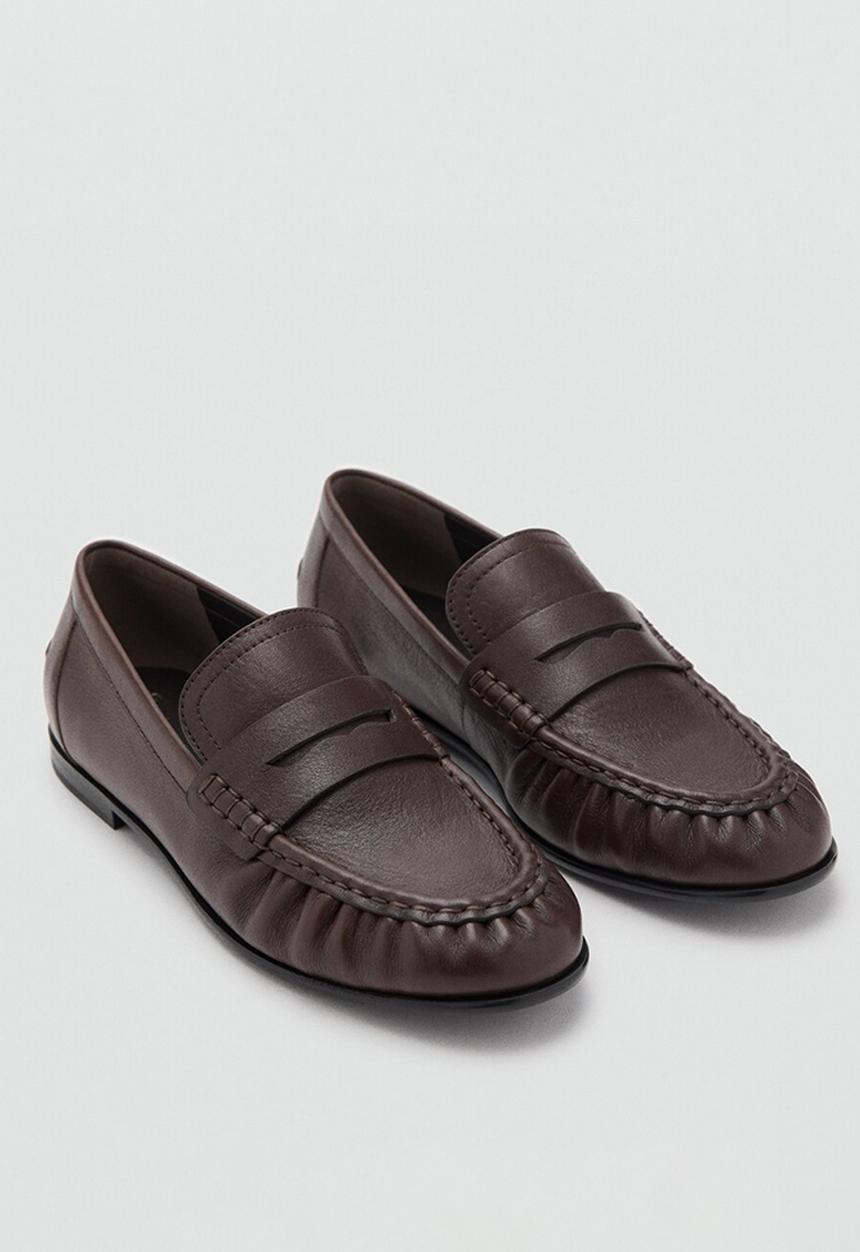 MANGO - Moca leather loafer - dark brown