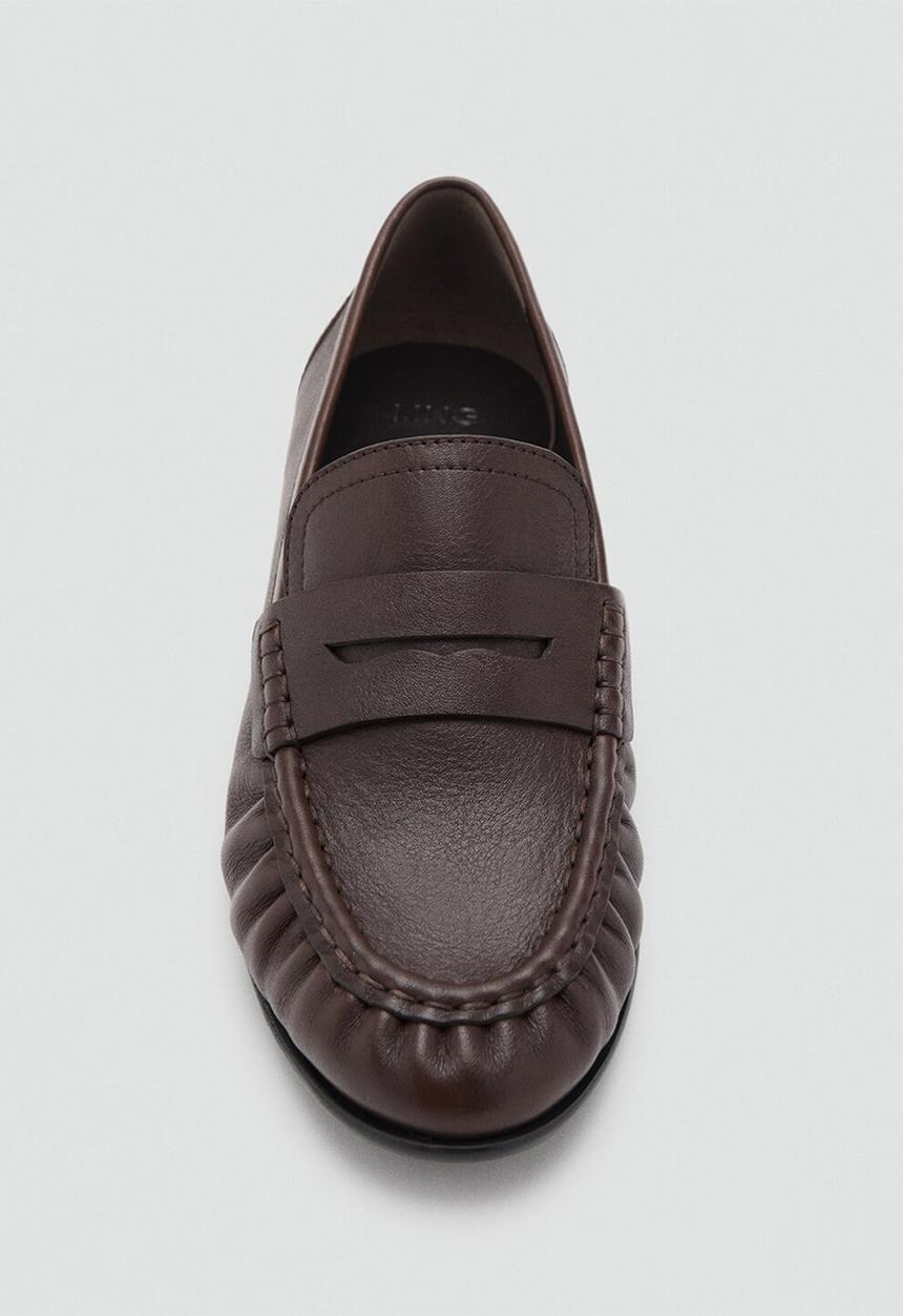MANGO - Moca leather loafer - dark brown