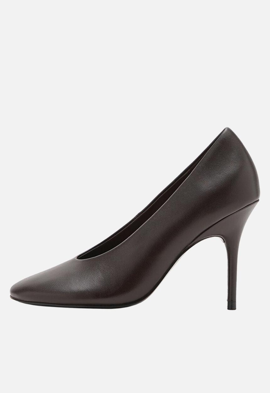MANGO - Antonia leather heel - dark brown