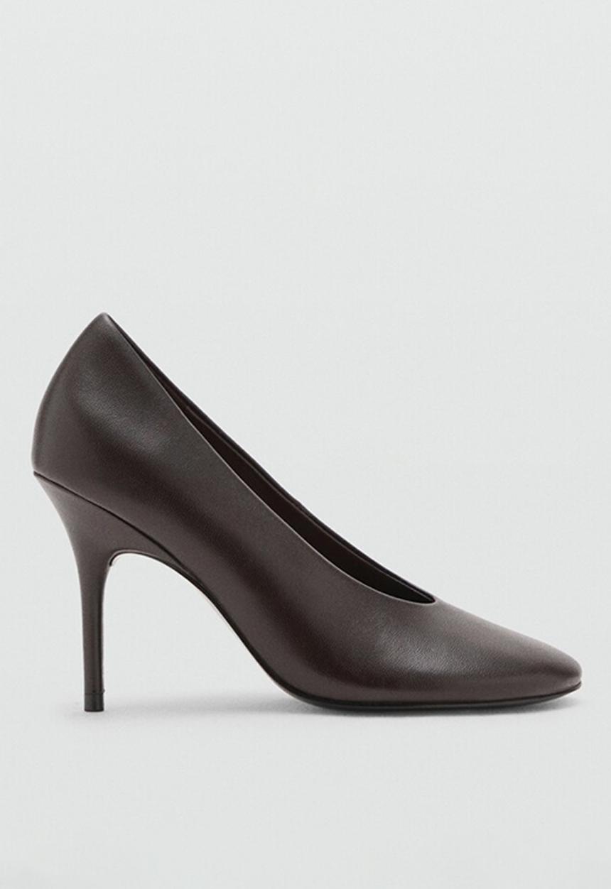 MANGO - Antonia leather heel - dark brown