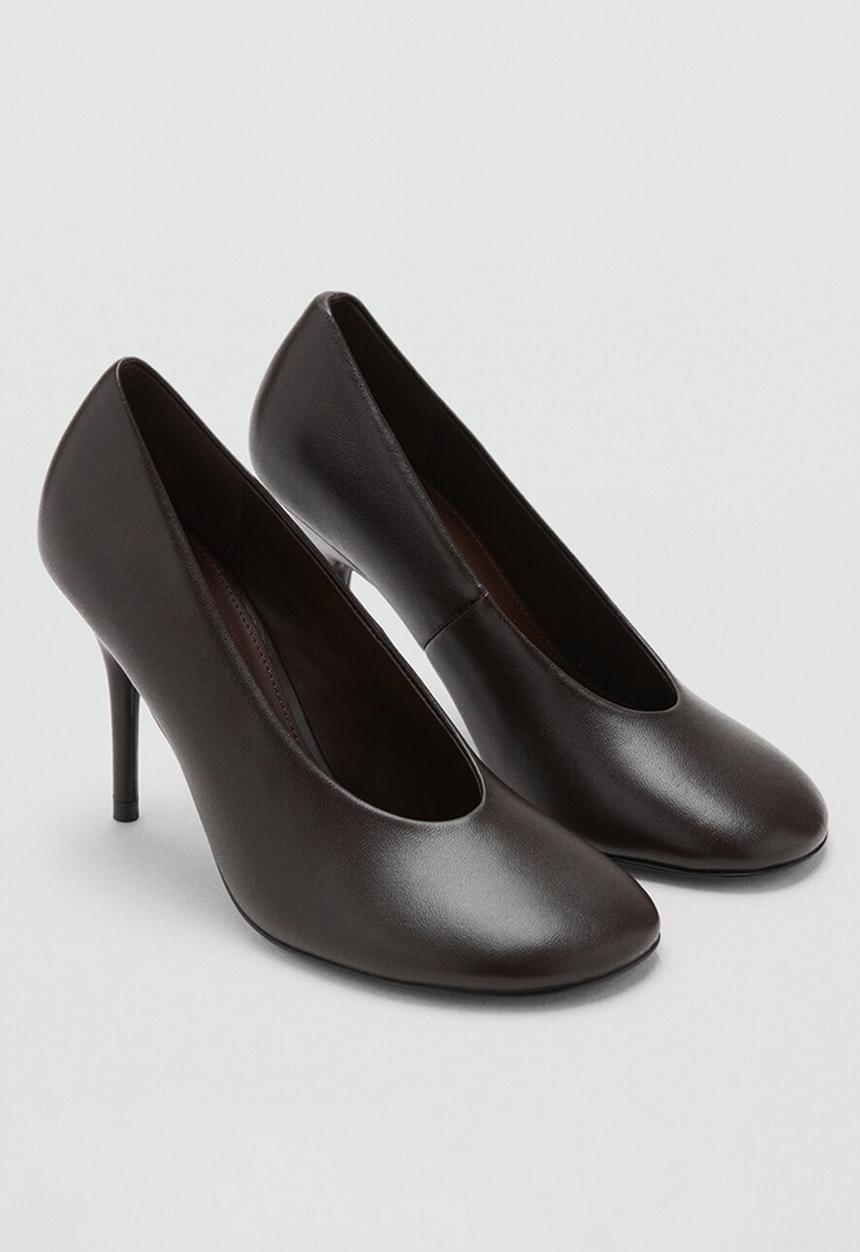 MANGO - Antonia leather heel - dark brown