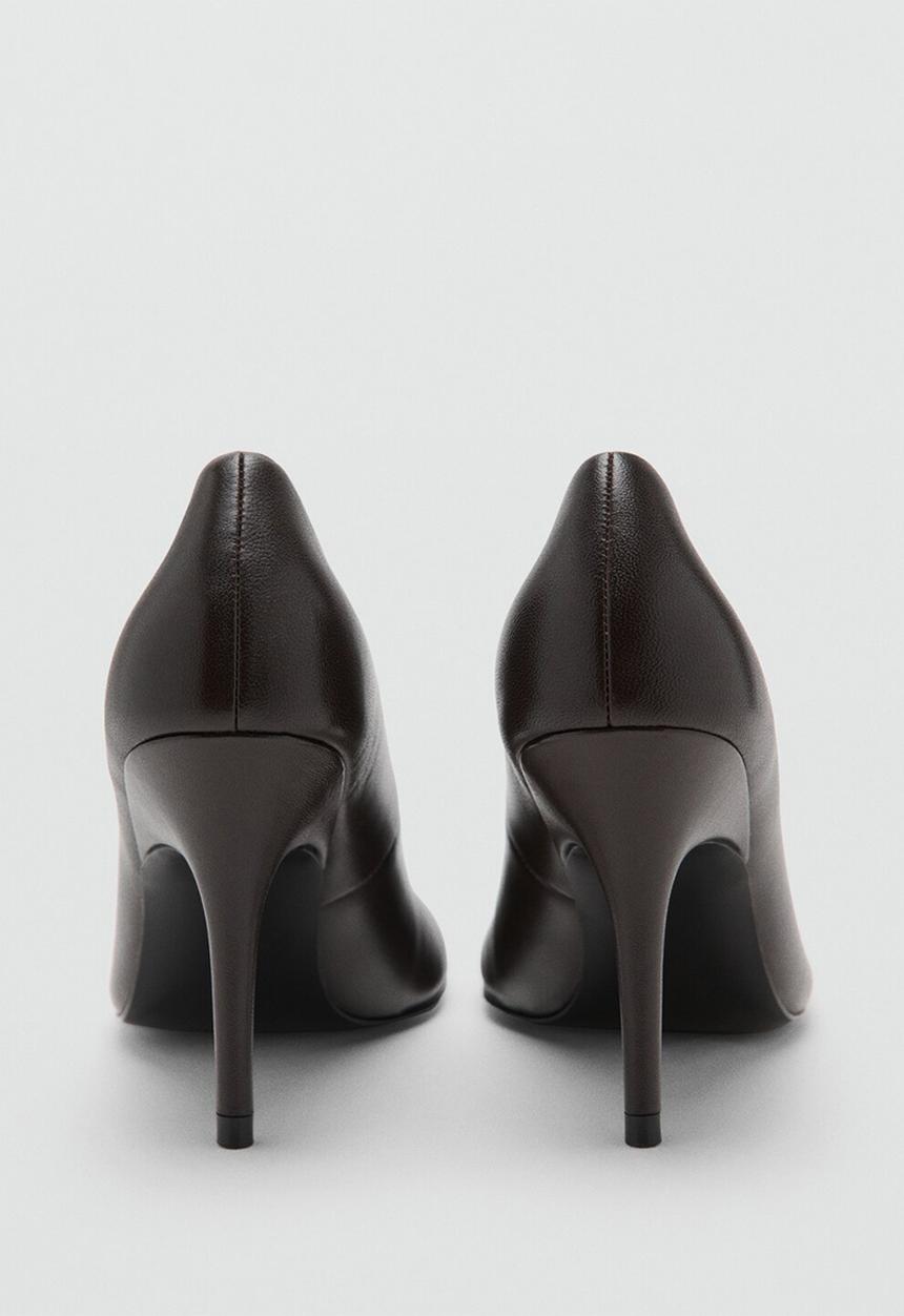 MANGO - Antonia leather heel - dark brown
