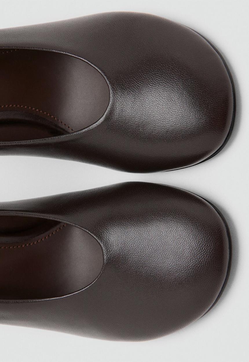 MANGO - Antonia leather heel - dark brown
