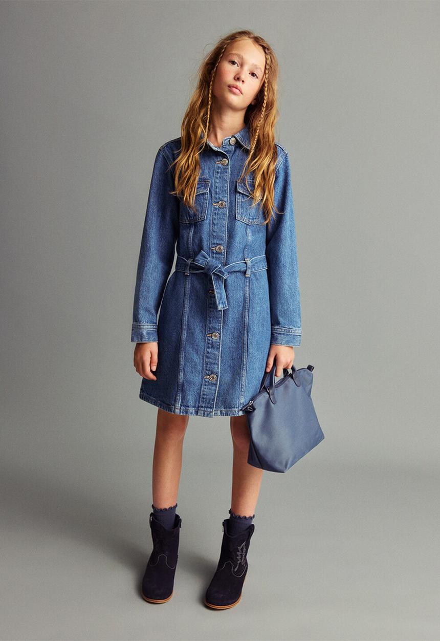 MANGO - Dress andrea - open blue