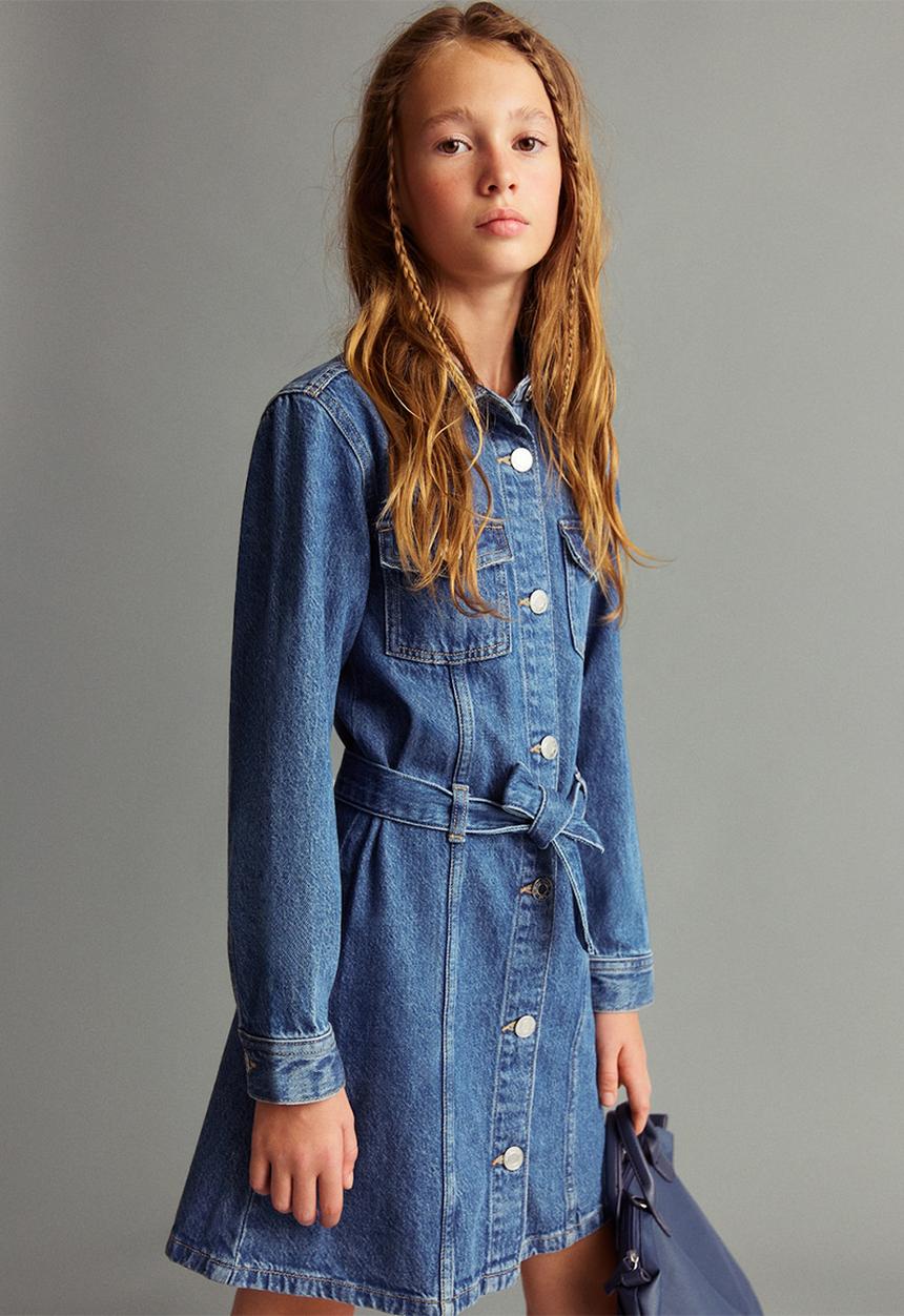 MANGO - Dress andrea - open blue