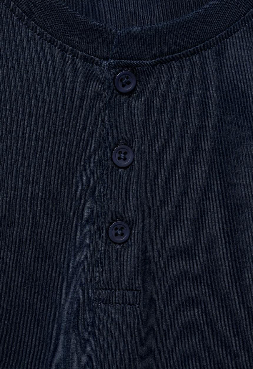 MANGO - T-shirt henley1 - navy