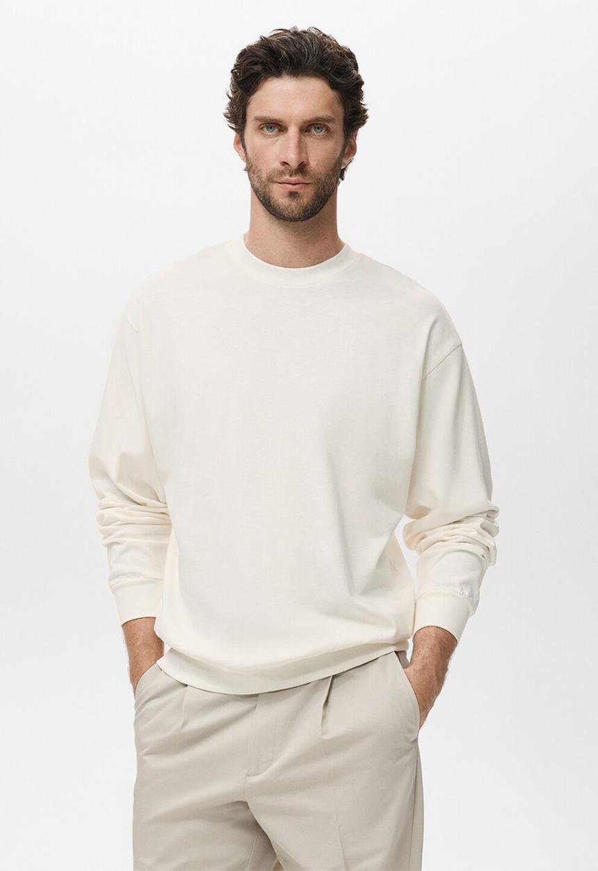 MANGO - Sudadera Rawsweat - Off white
