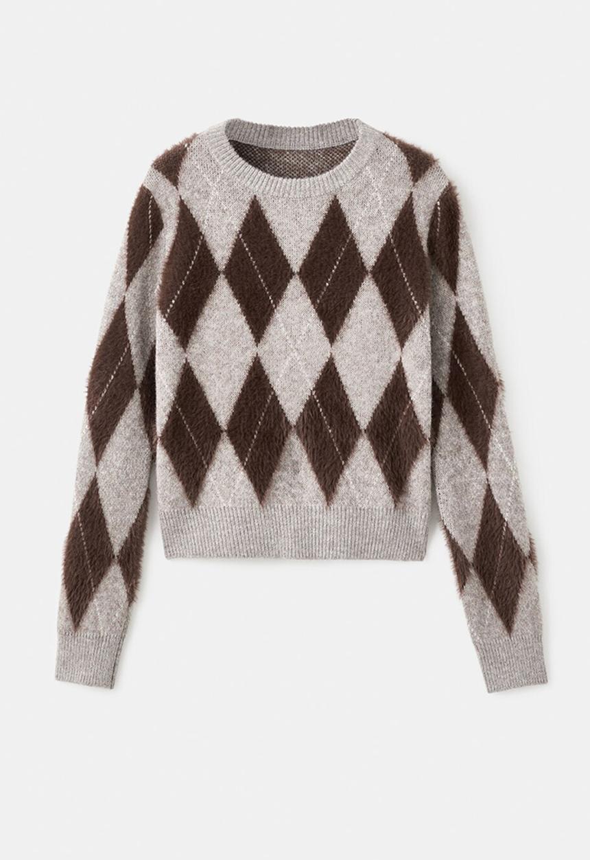 MANGO - Sweater rombete - light pastel gray