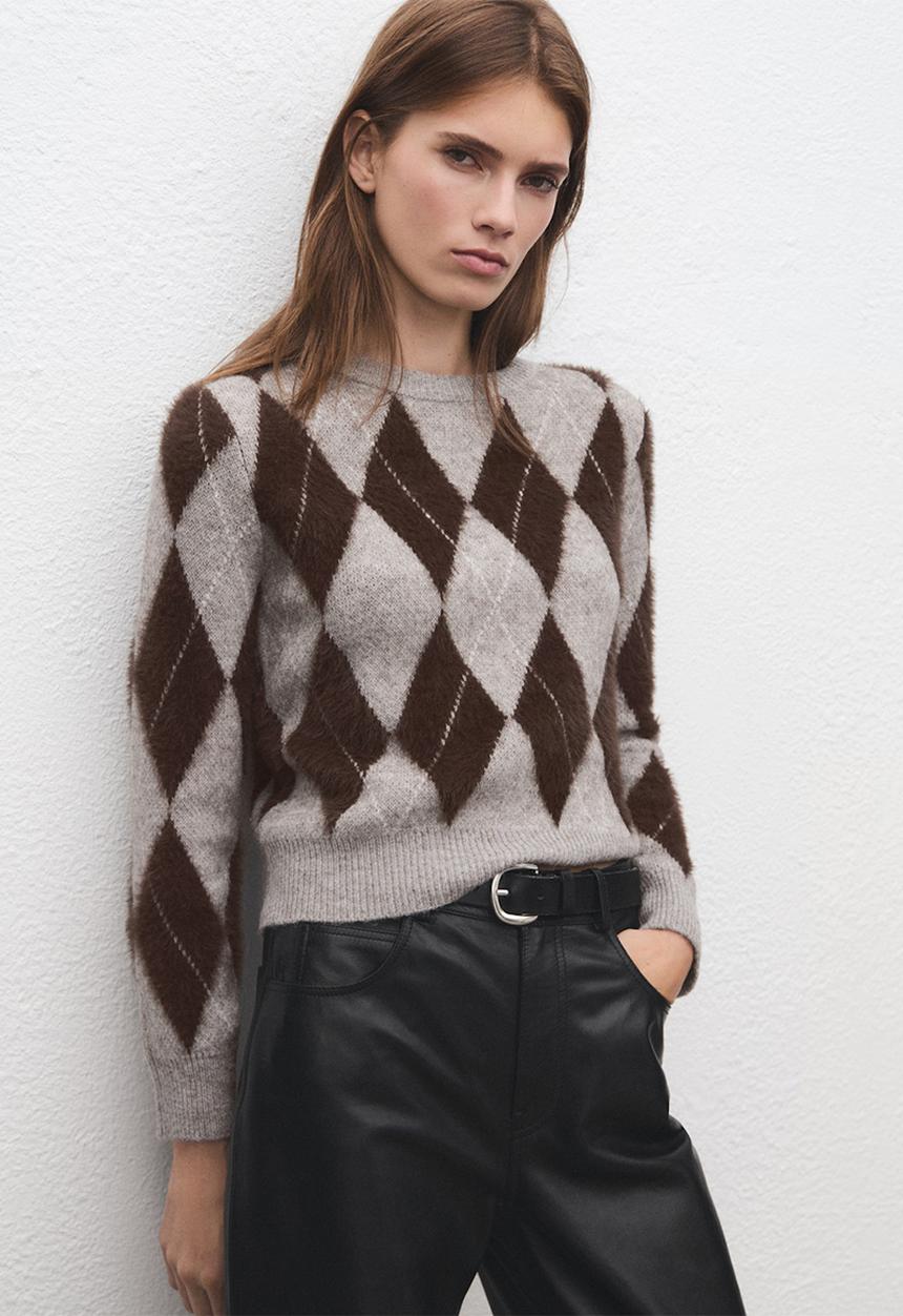 MANGO - Sweater rombete - light pastel gray