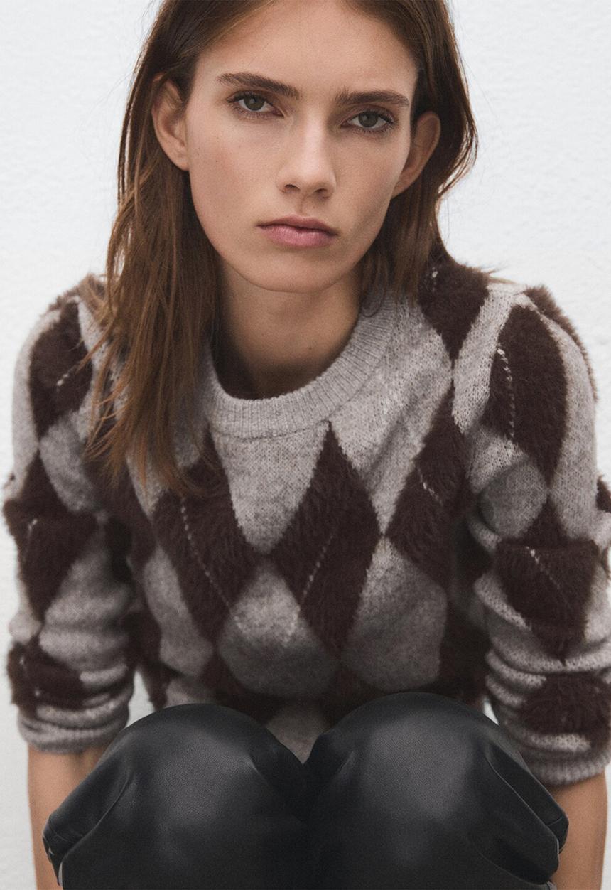 MANGO - Sweater rombete - light pastel gray