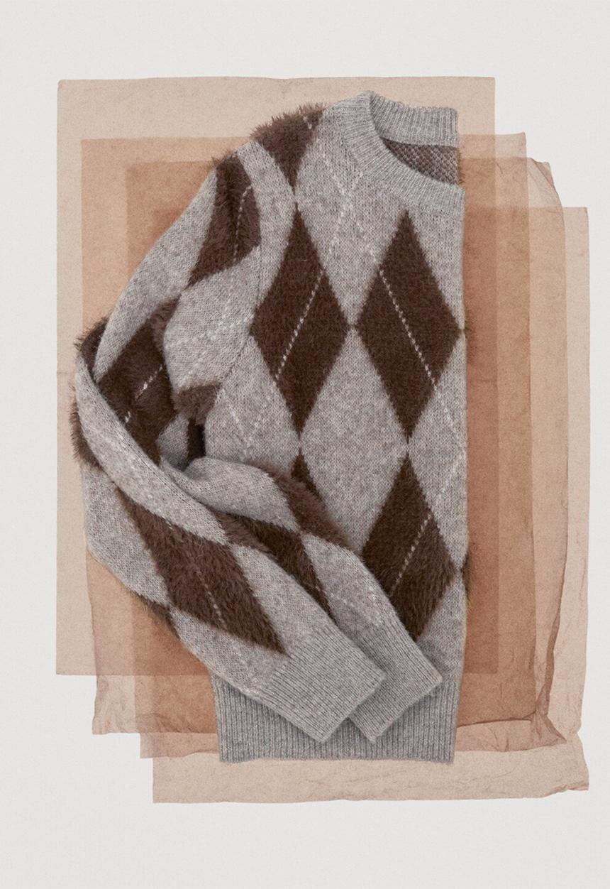 MANGO - Sweater rombete - light pastel gray