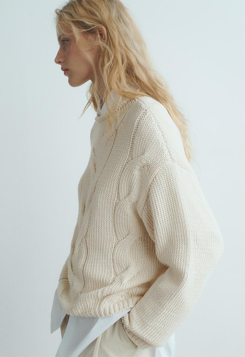 MANGO - Sweater trenzas - natural