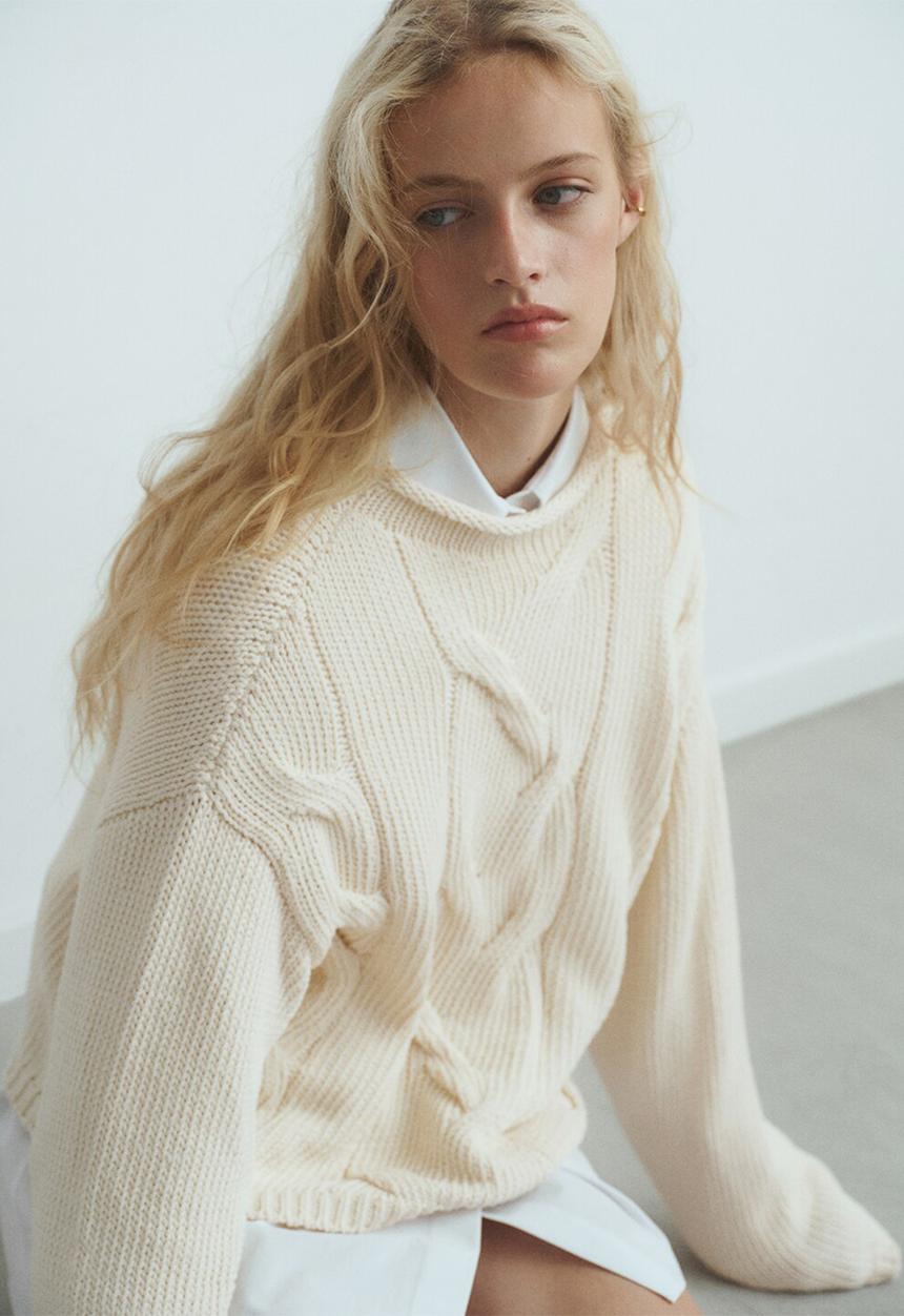 MANGO - Sweater trenzas - natural