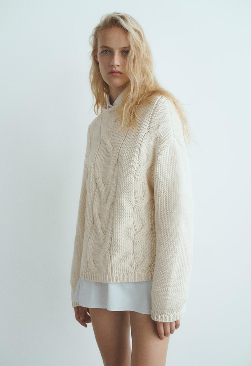 MANGO - Sweater trenzas - natural