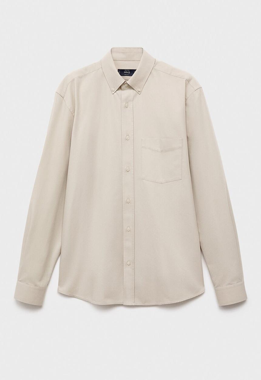 MANGO - Camisa Twill - Light Beige