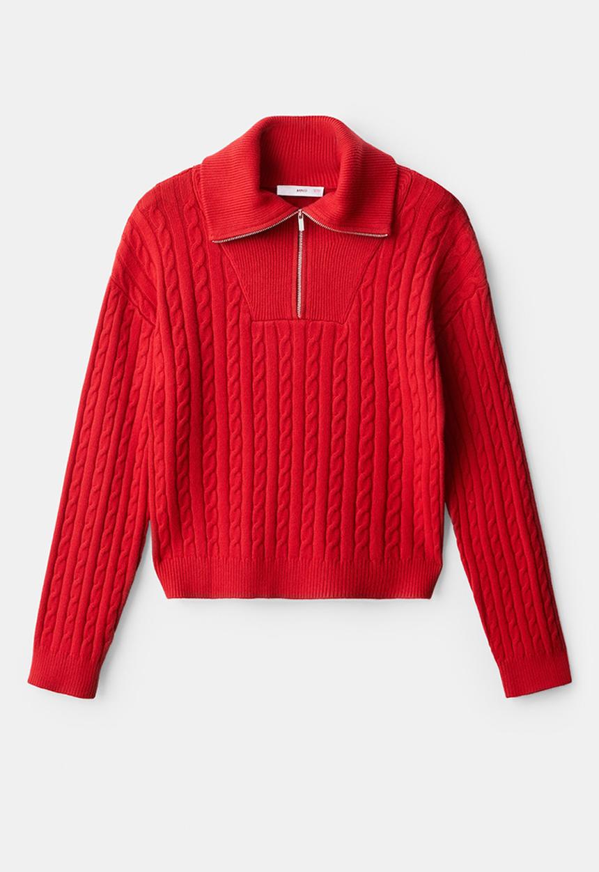 MANGO - Sweater ribraid - red