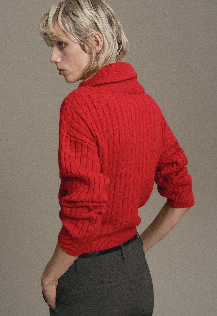 MANGO - Sweater ribraid - red