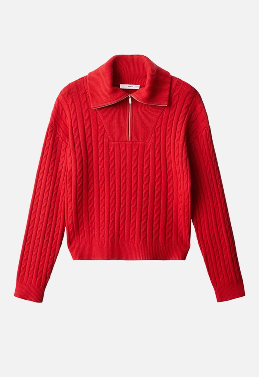MANGO - Sweater ribraid - red