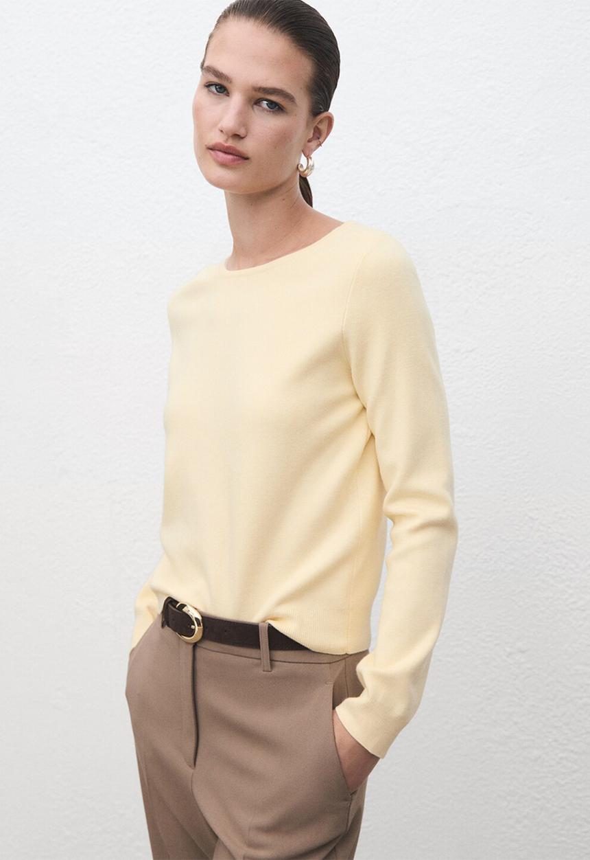 MANGO - Sweater xemeneia - light/pastel yellow