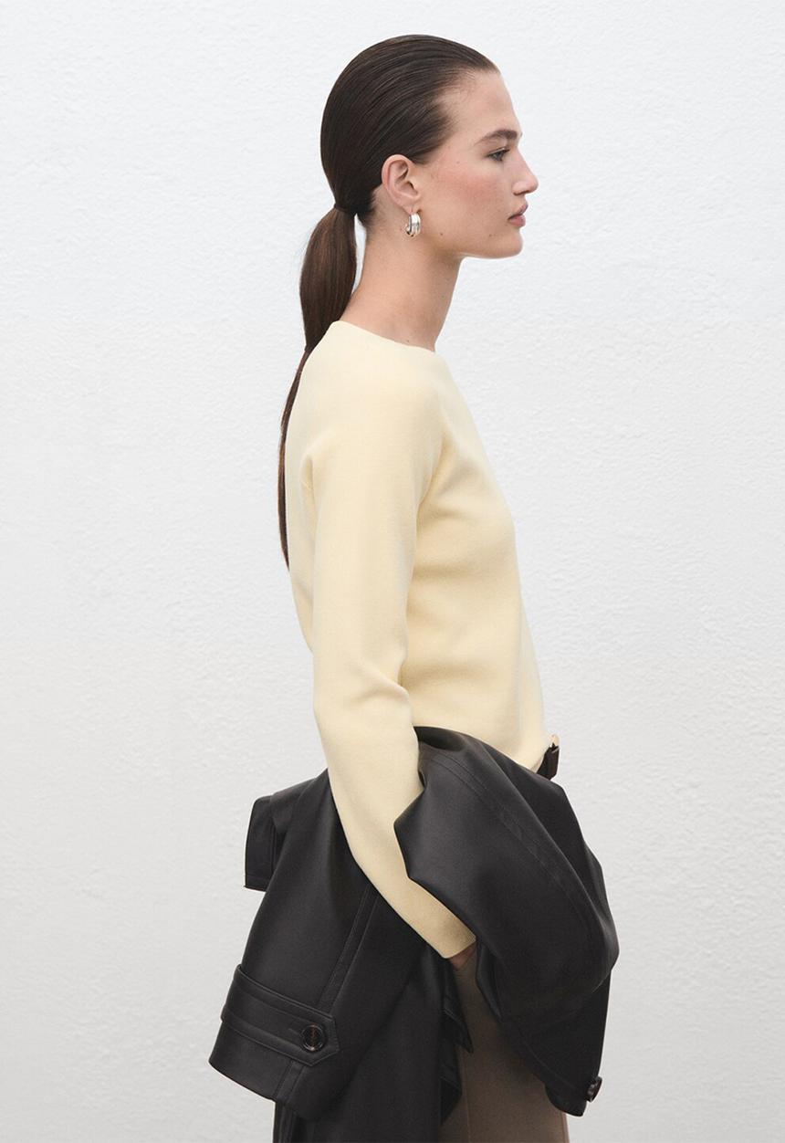 MANGO - Sweater xemeneia - light/pastel yellow