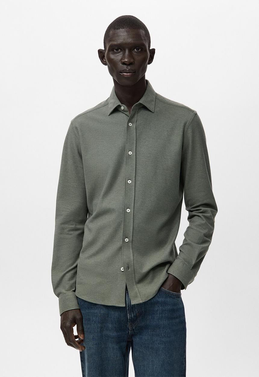 MANGO - Camisa Pique - Green