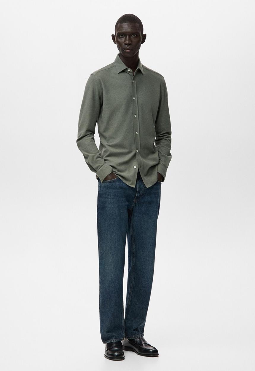 MANGO - Camisa Pique - Green