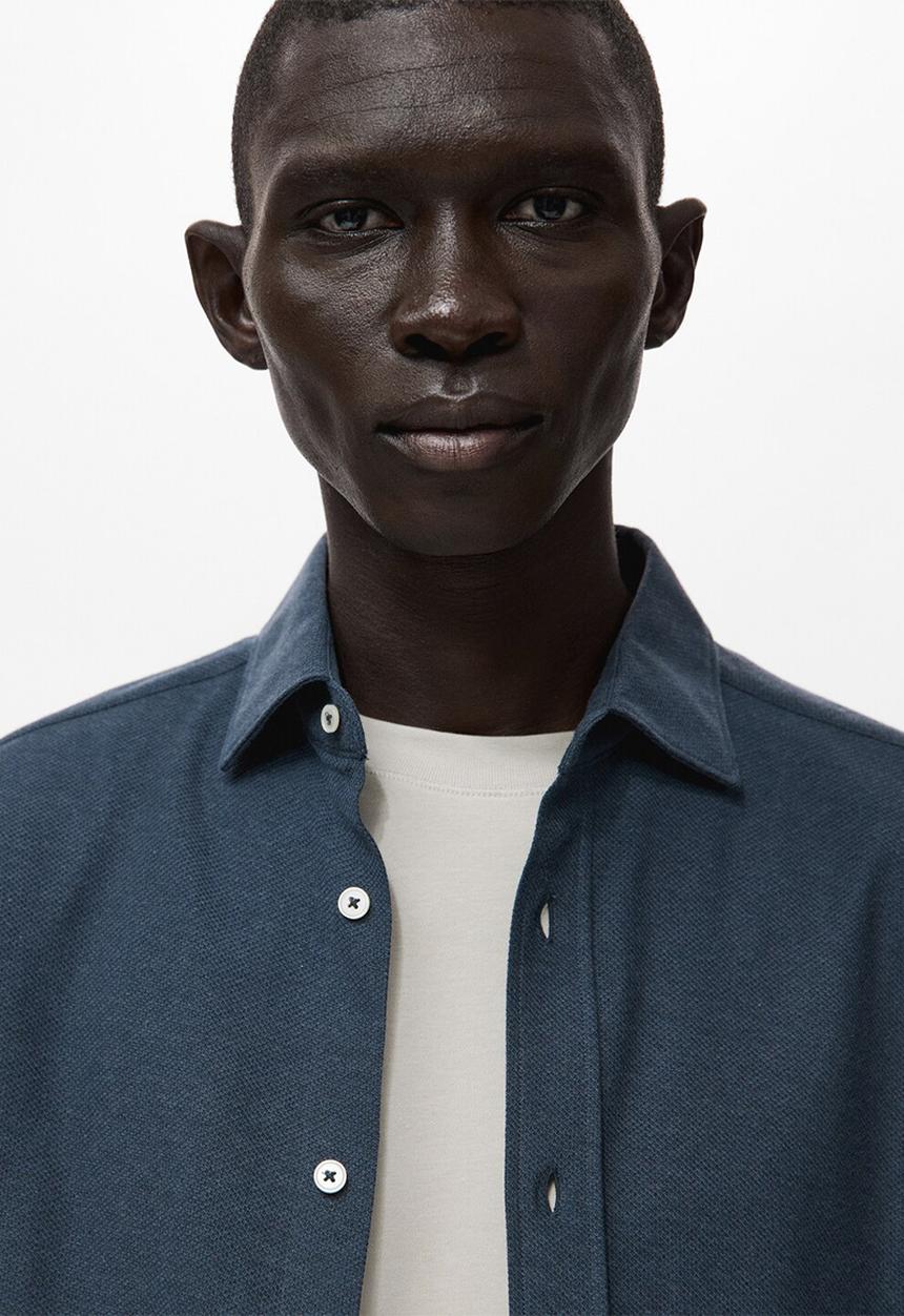 MANGO - Camisa Pique - Blue