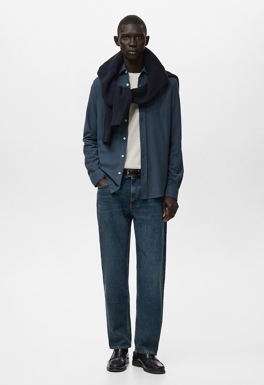 MANGO - Camisa Pique - Blue