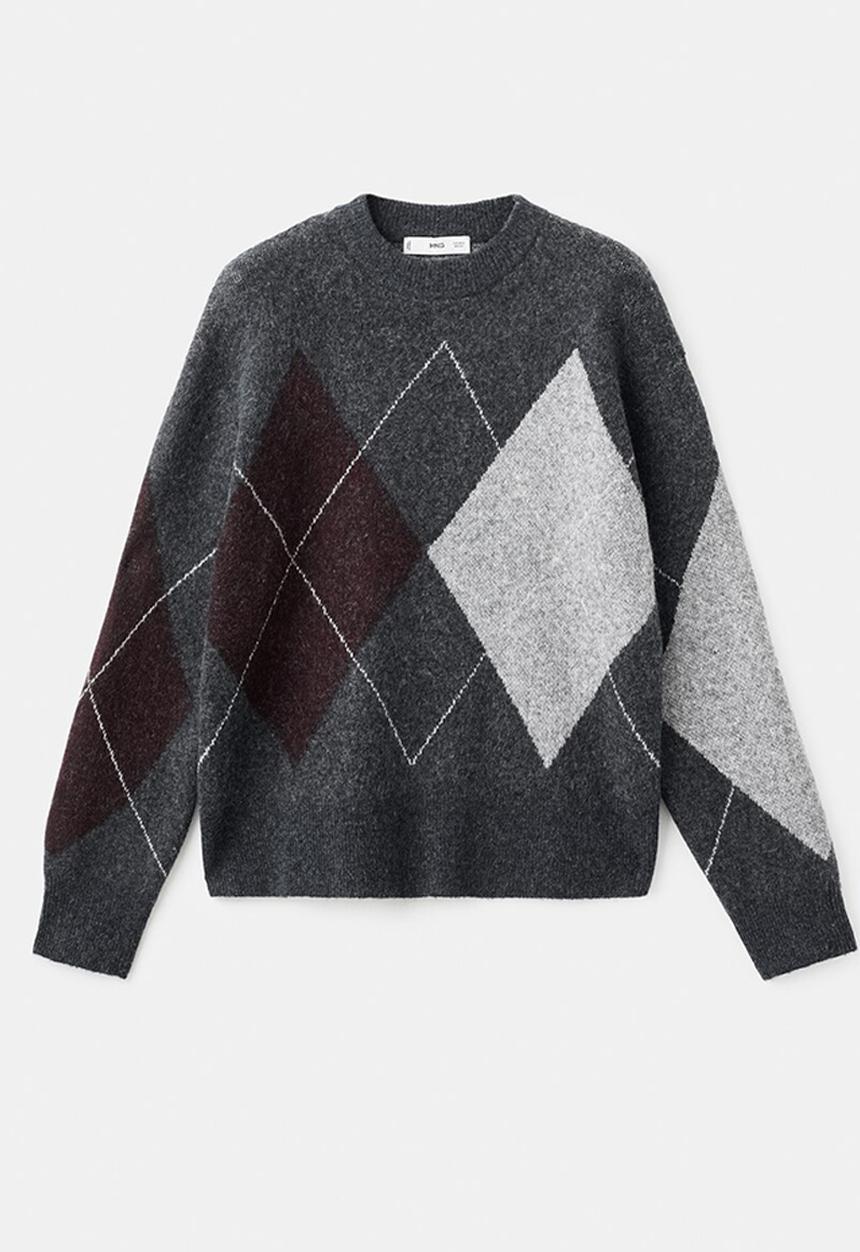 MANGO - Sweater rombon - medium gray