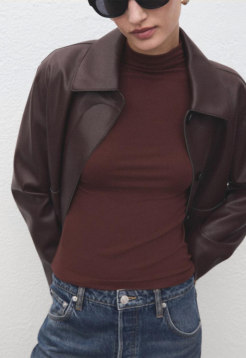MANGO - T-shirt secondpe - brown