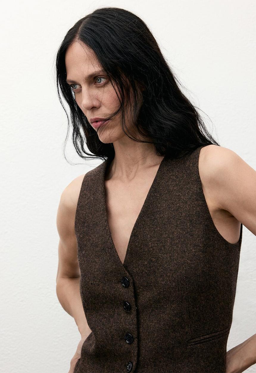 MANGO - Vest piper - brown