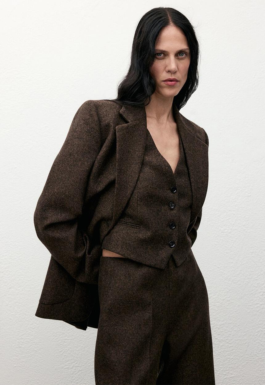 MANGO - Vest piper - brown