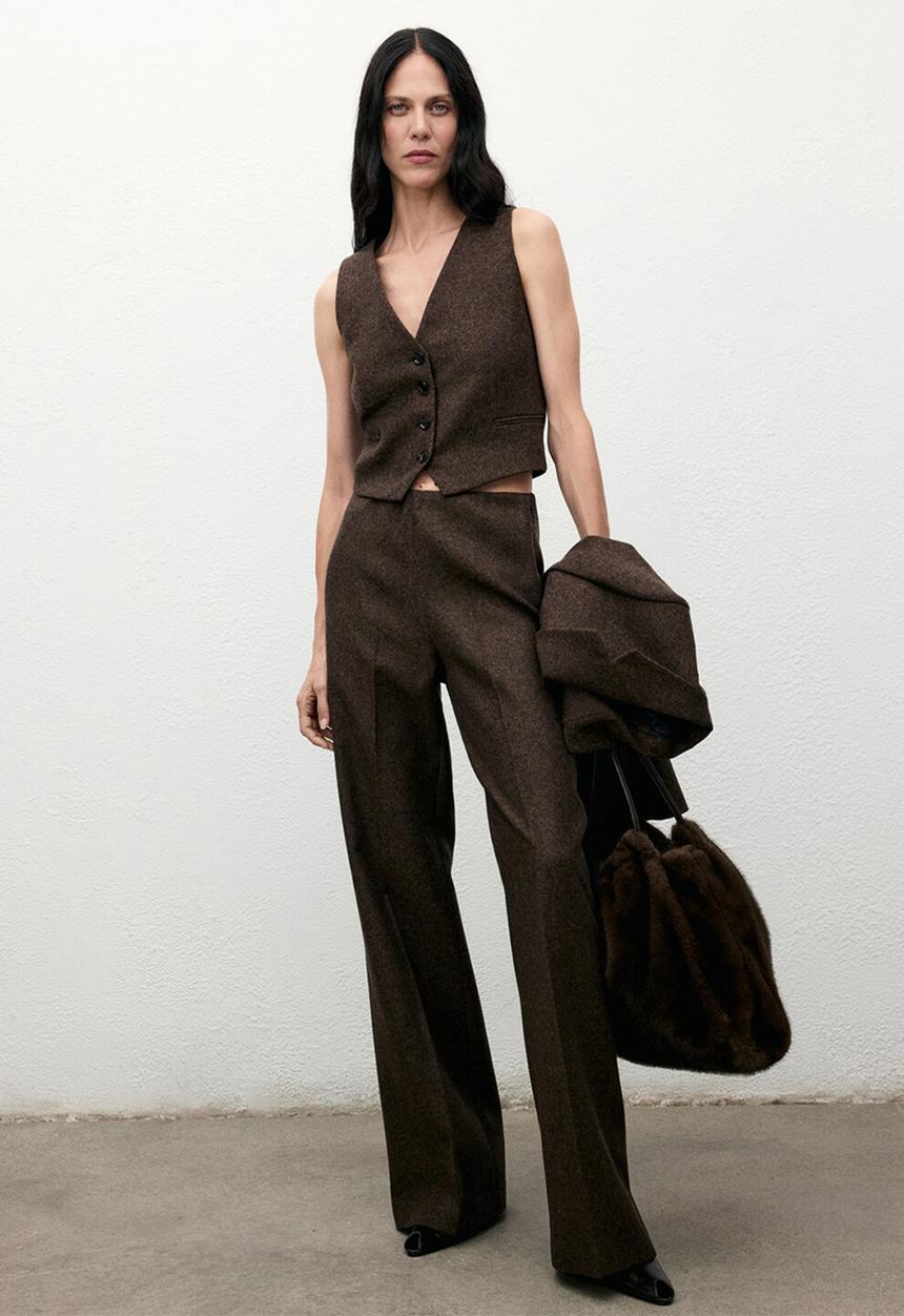 MANGO - Vest piper - brown