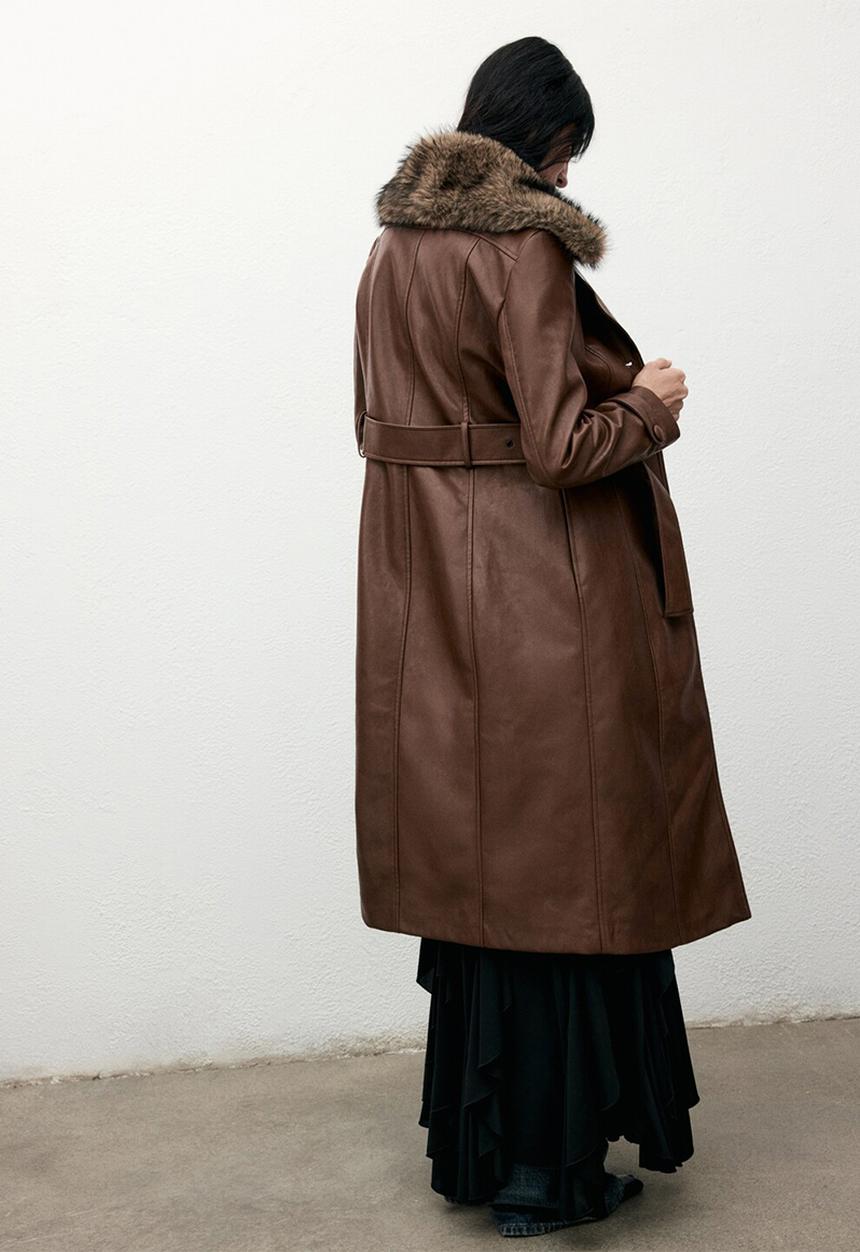MANGO - Coat fernanda - medium brown