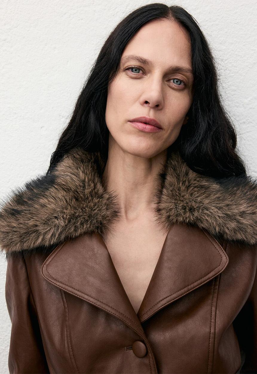 MANGO - Coat fernanda - medium brown