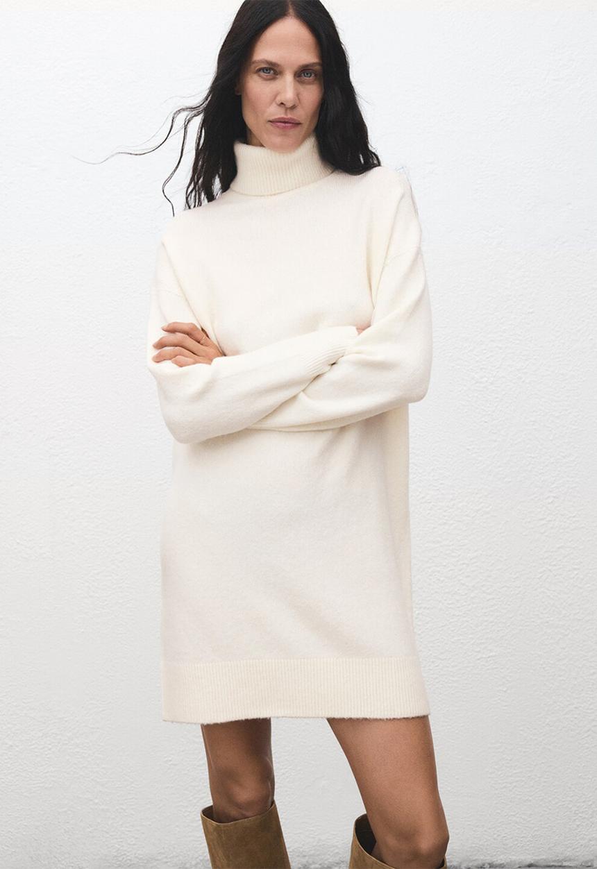 MANGO - Dress taldote  -  light beige