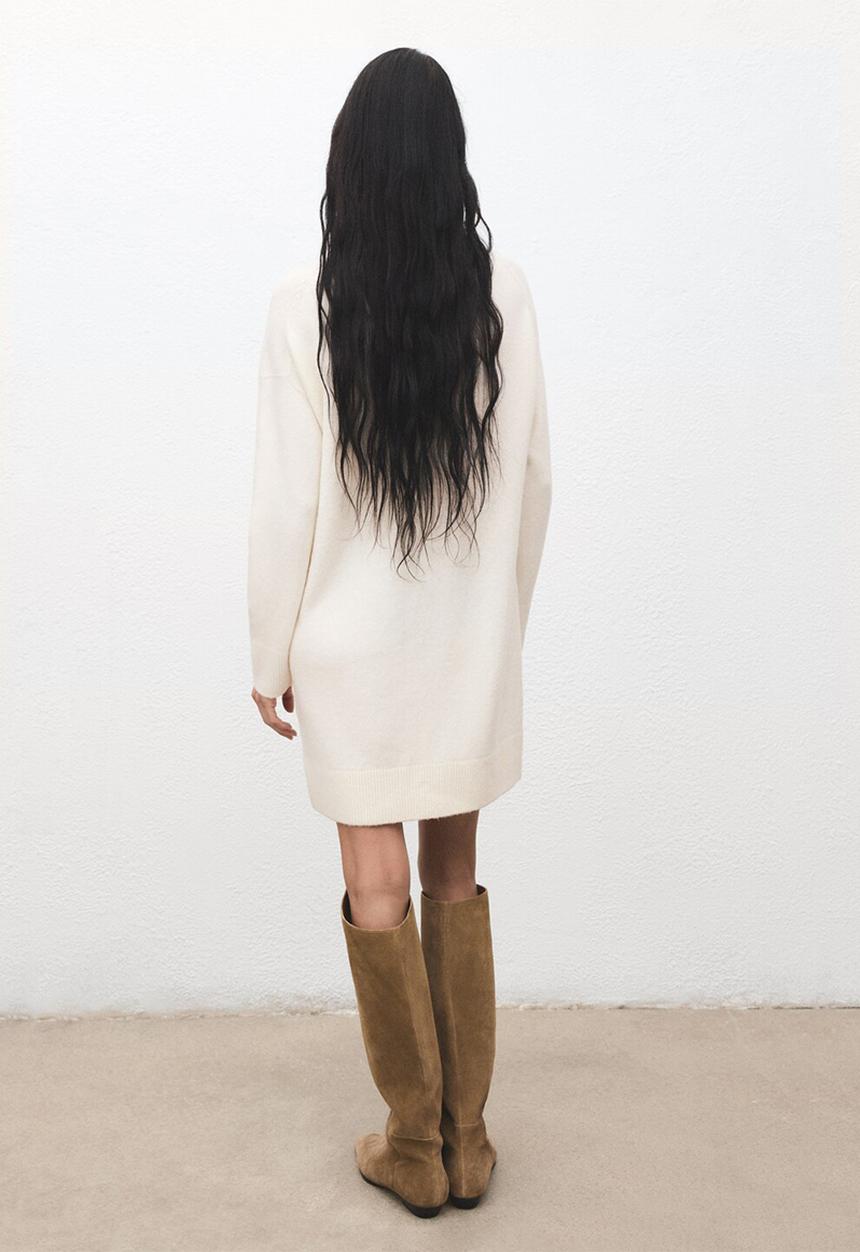 MANGO - Dress taldote  -  light beige