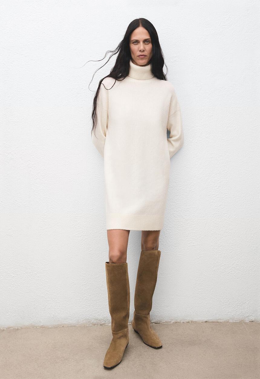 MANGO - Dress taldote  -  light beige