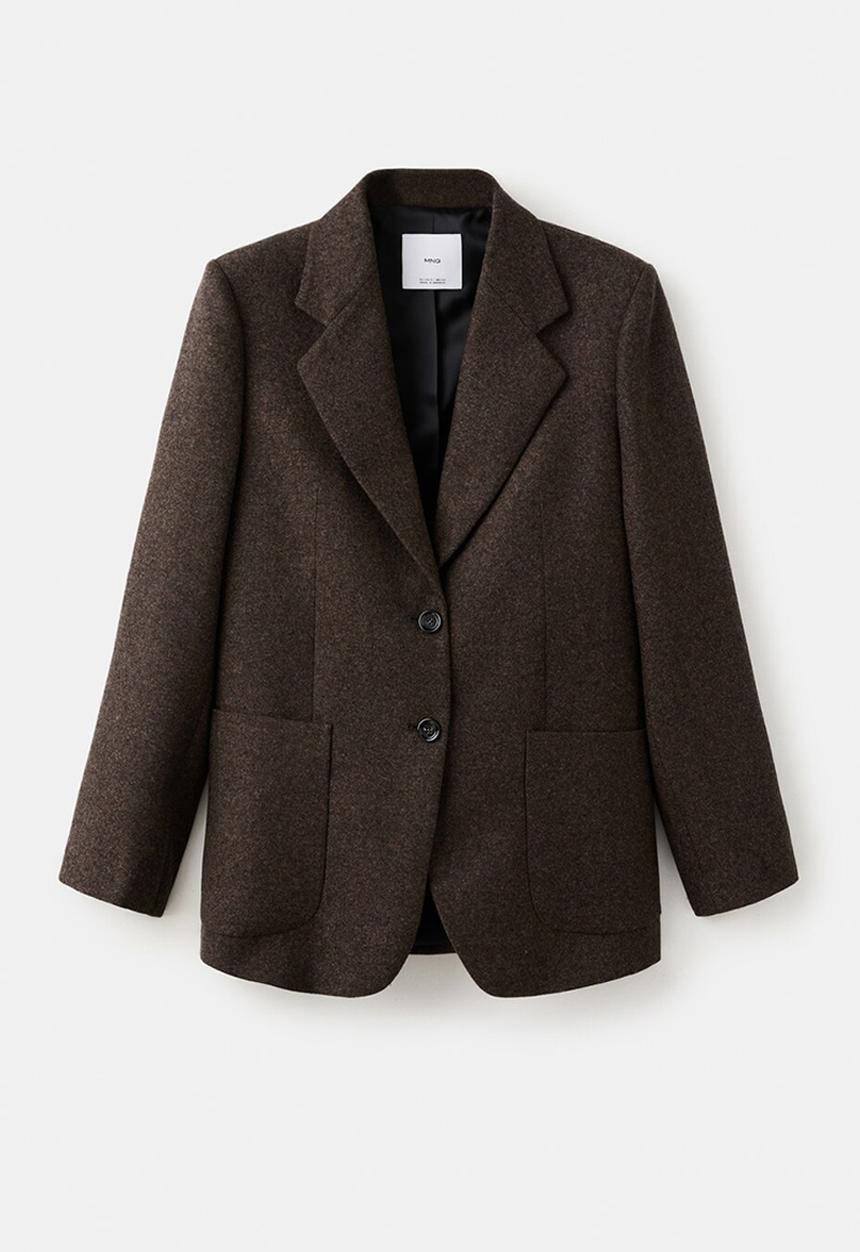 MANGO - Blazer piper - dark brown