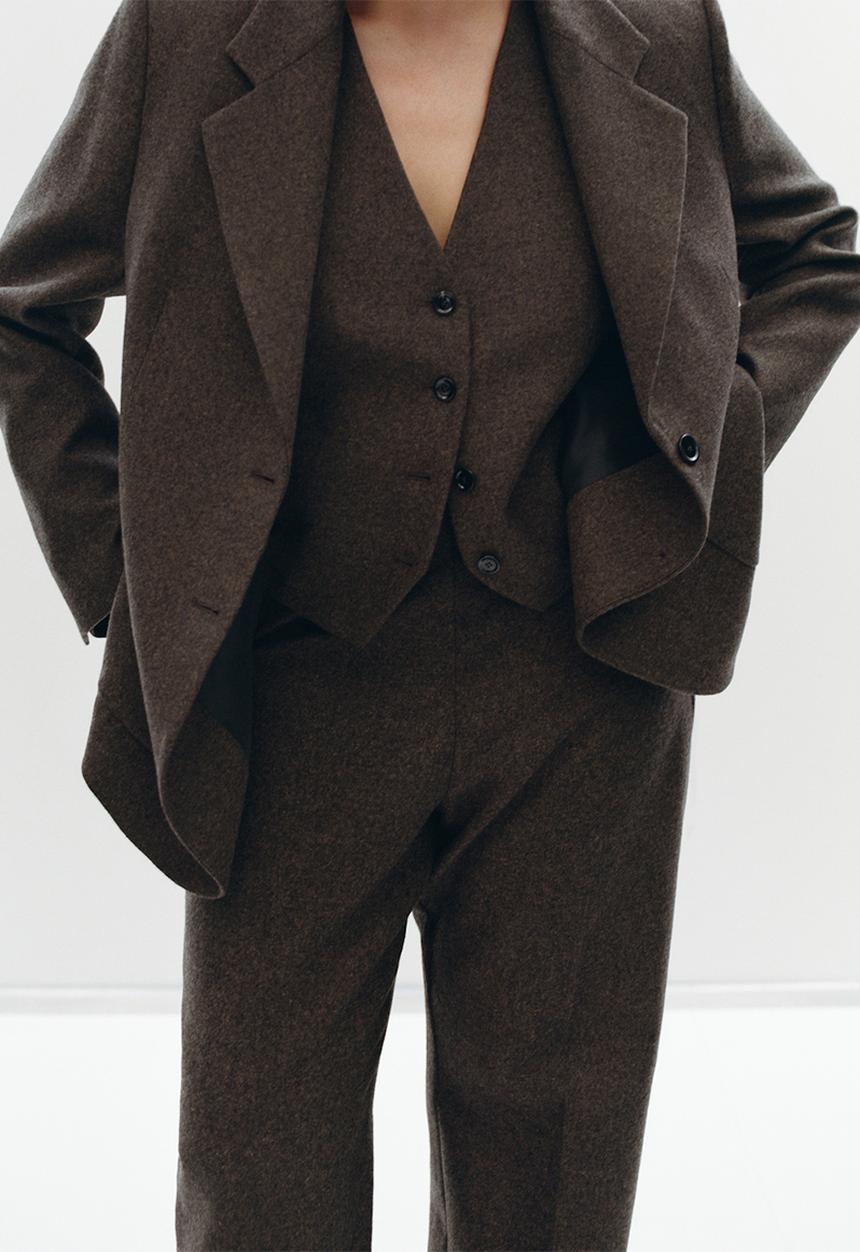 MANGO - Blazer piper - dark brown