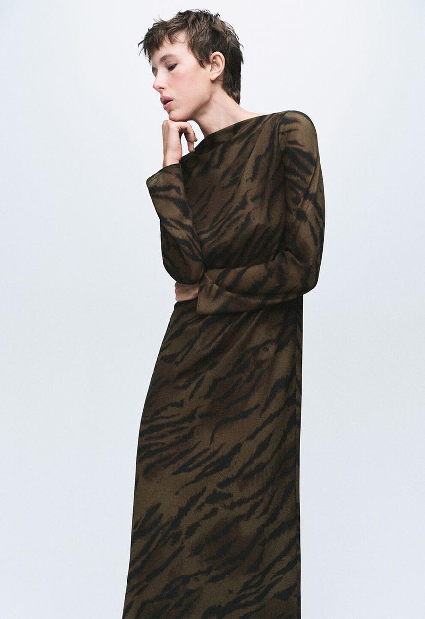 MANGO - Dress greta2 - brown