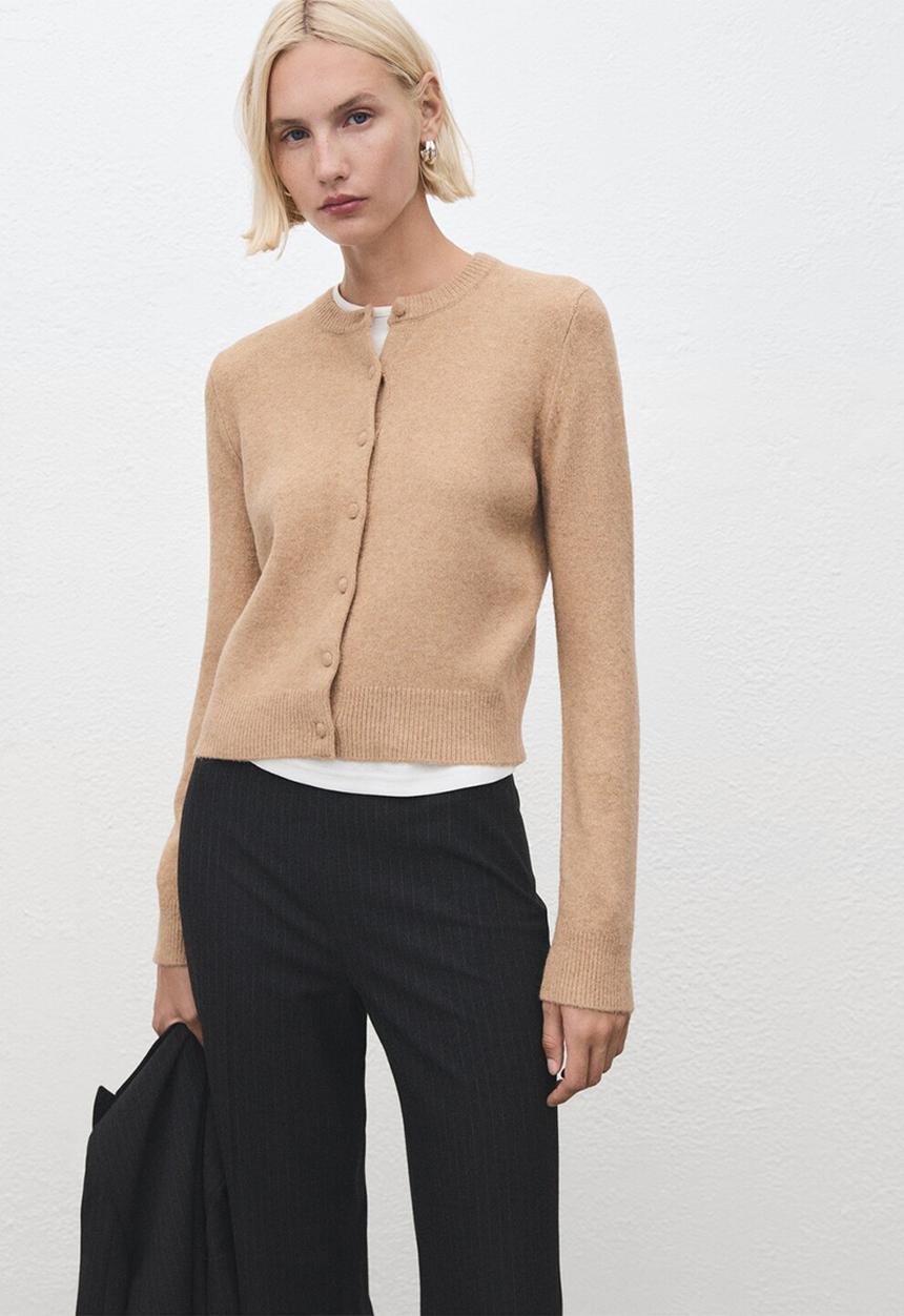 MANGO - Cardigan seedsun - medium brown