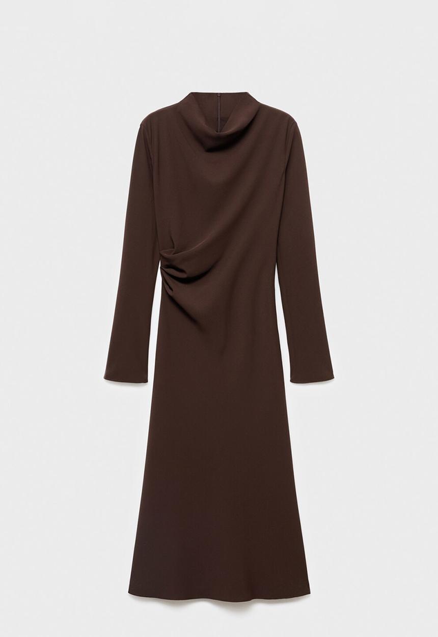 MANGO - Dress caro - dark brown